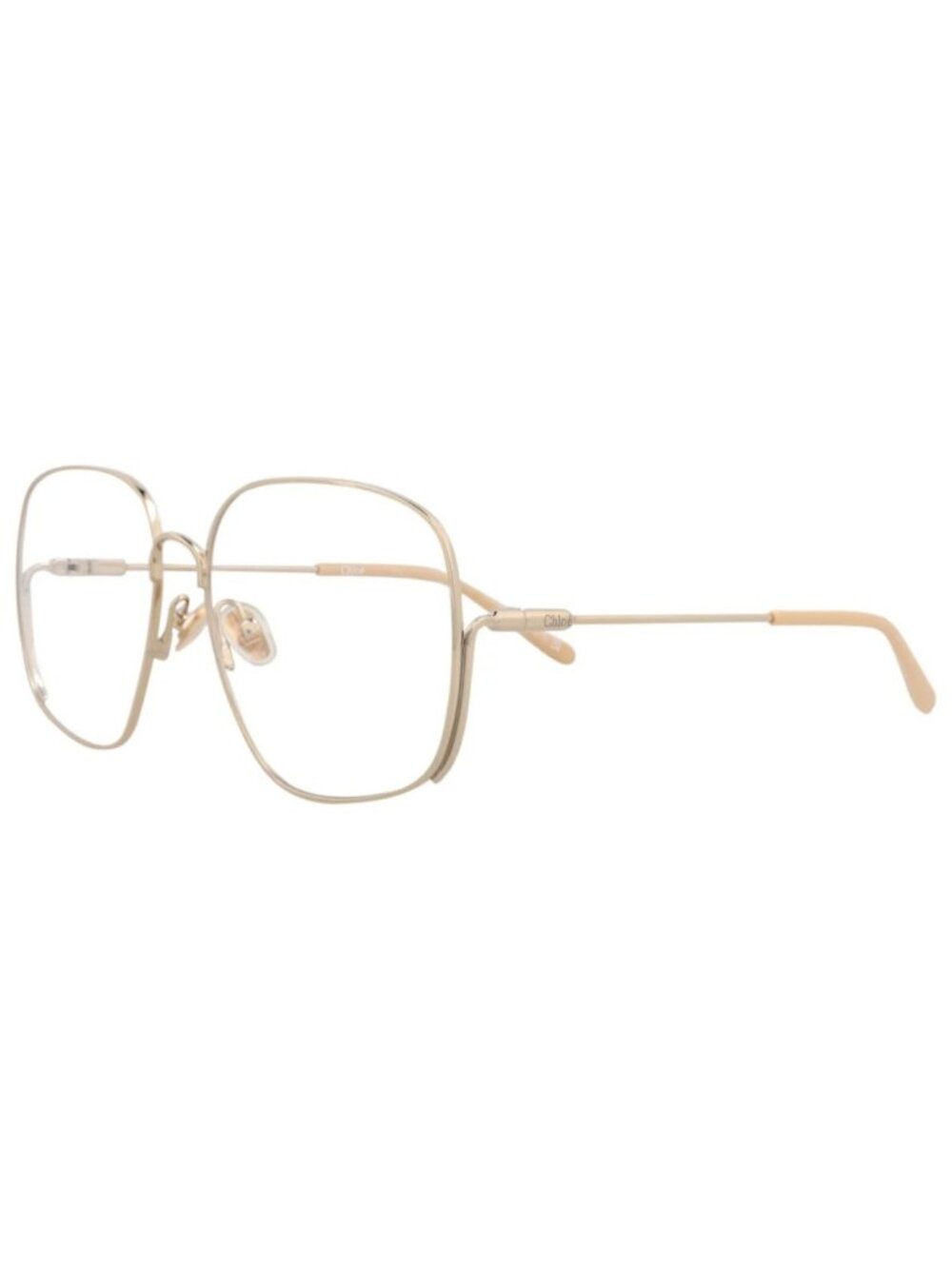 New Chloé Women's Eyeglasses Square Rectangle Metal Frame Gold Gold Transparent